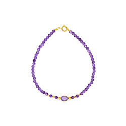 Βραχιόλι με Κ14  χρυσά στοιχεία και αμέθυστο - F124146